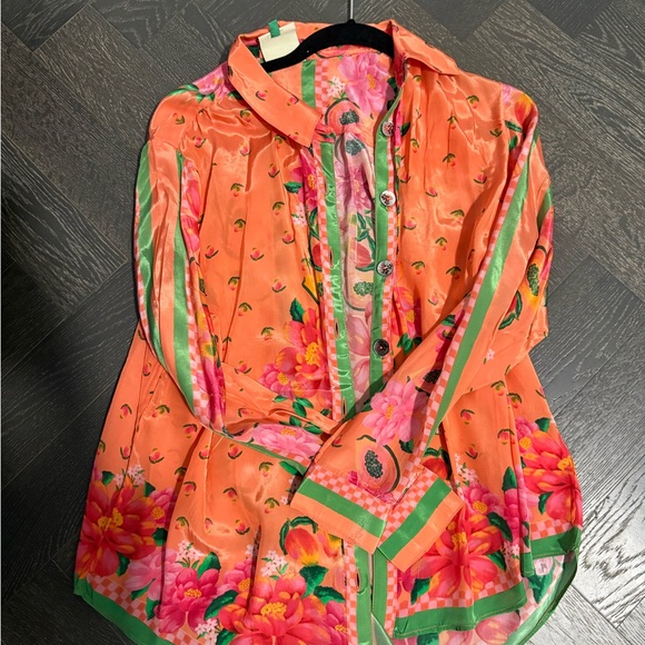 FARM Rio Orange Floral Blouse - Picture 1 of 4